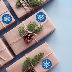 Winter Snowflake Label Stickers Roll, 1.5 Inch, 500 Pcs round Stickers