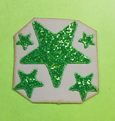 vintage 80’s STICCA green sparkly stars small sticker module