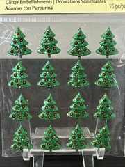 3 Recollections CHRISTMAS Red & Green Glitter Christmas Trees 16 Pc/pz New