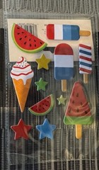 Puffy Stickers for Scrapbooking Fruit Ice Cream Popsicle Stars Summer Snacks