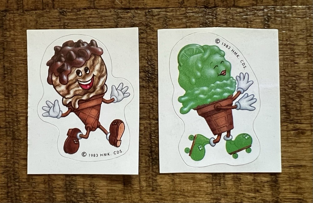 Vintage 1980s 1983 Hallmark Cards Ice Cream Cone Stickers Lot Of 2 Collectible