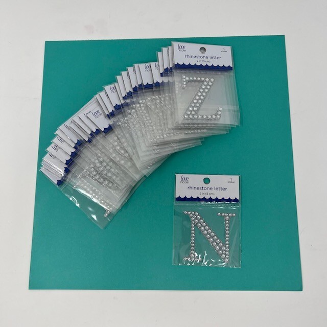 Lot of Rhinestone Letters & Numbers Adhesive Craft Variety