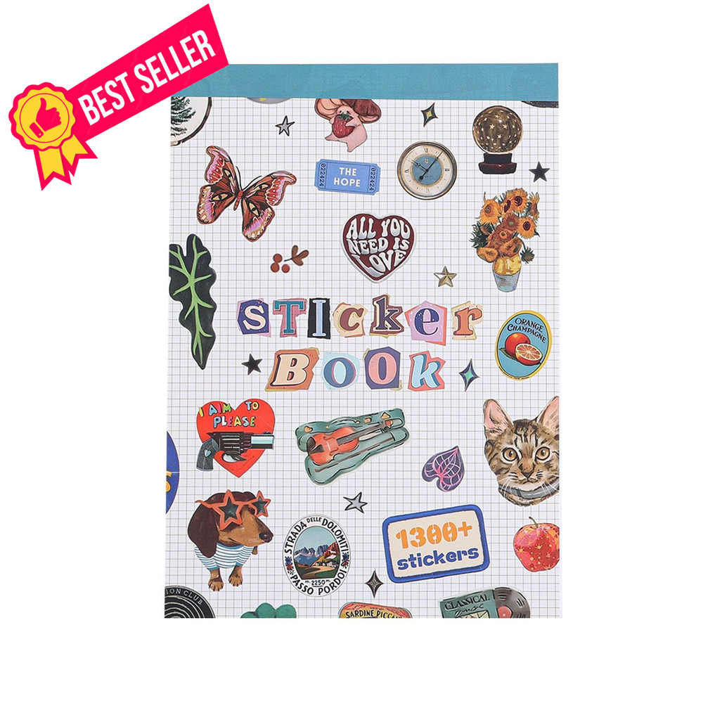 Girl’s Korean Sticker Book, Food and Daily Life Theme – 1300+ Cute Dream Blue