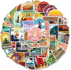 50 Piece Global Travel City And Landscape Stickers Travel Theme Free Shipping !
