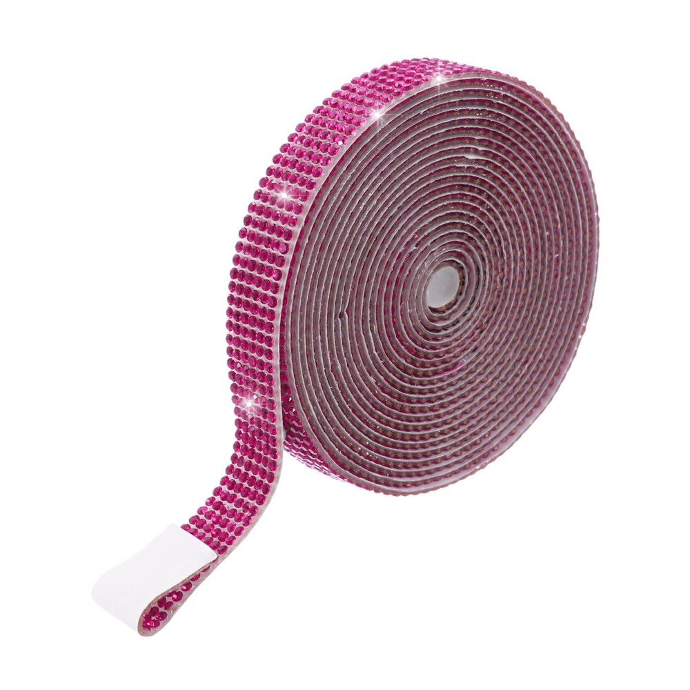 Rhinestone Ribbon 0.5″ x 3 Yard Self-Adhesive Rhinestone Strips (Rose Red)