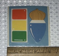 Vintage Hallmark Paint/Watercolor & Paintbrush Stickers on ~3 x ~3 Inch Sticker