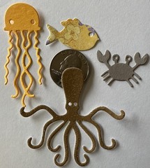 SMALL SEA ANIMAL Die-Cuts(8pc) Octopus•Shell•Ocean•Jellyfish •Fish•Crabs•Sand•