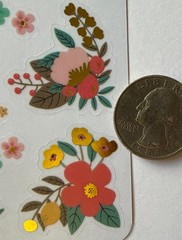SMALL FLOWER Gold Foil Mylar Stickers(10pc)3”x 4”Garden •Leaf•Roses•Card Making•