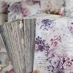 160 Sheets Vintage Flower Scrapbook Paper, Junk Journal Supplies, Purple Pink Fl