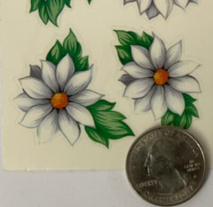 WHITE FLOWER Mylar Stickers(6pc) Frances Meyer•Garden•Blooms •Leaves•