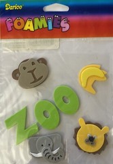 ZOO Foamies Stickers(7pc) Darice•Animals•Elephant•Lion •Monkey•Card making.