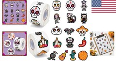 Sugar Skull Waterproof Vinyl Stickers – 1000 Count for Festive Celebrations