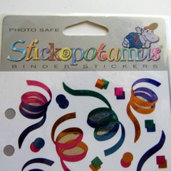 Lot of 4 Stickopotamis Binder Stickers Foil Glitter Ribbons 7 x 4