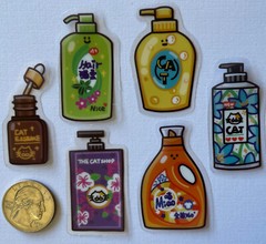 THE CAT SHOP Mylar Stickers(6pc) •Shampoo•Soap•Chinese•Mask•Body Wash•Hair Care•