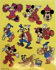 Vintage Hallmark Sticker Sheet Disney Mickey And Friends Marching Band