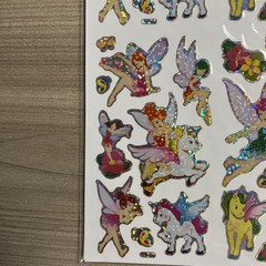 Fairy Unicorn Sticker Sheet 8×10 Inch 64 Count Golden Outline Stars Flowers