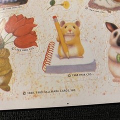 Vintage 1988 1989 Hallmark Cards Stickers Animals Cat Rabbit Bird 2 Loose Sheets