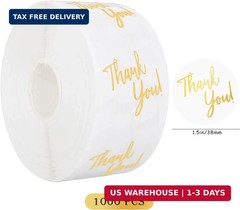 Whaline 1000Pcs Clear Thank You Stickers Gold Round Transparent PVC Stickers Sel