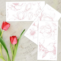 3 Sheets White Pink Floral Rub on Transfers for Crafts and Furniture