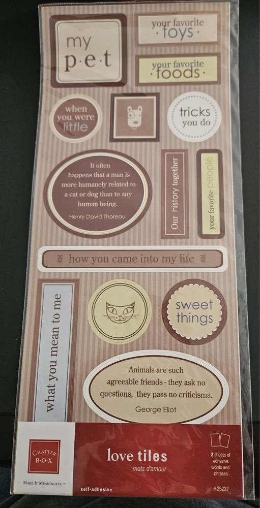 Scrapbook / Stickers-Chatterbox -Love Tiles Pet theme 30 pcs.