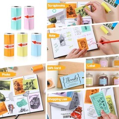 Portable 10-Roll Set of Self-Adhesive Printable Stickers for Mini Printers