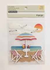 Beach Umbrella & Chairs Summer Vacation Scrapbook Stickers by Recollections RARE