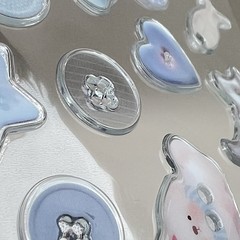 Cute Epoxy Button Stickers Blue Junk Journaling Collage Scrapbooking