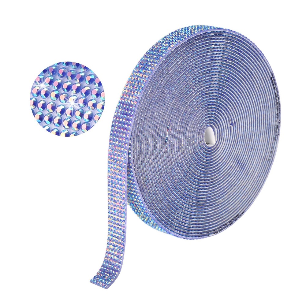 Self Adhesive Rhinestone Strips 6 Yards 0.45 Inch for Craft,Bright Blue AB