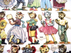 Sweet 1950’s PZB Die Cuts of Darling Cats Dressed in Human Costumes *