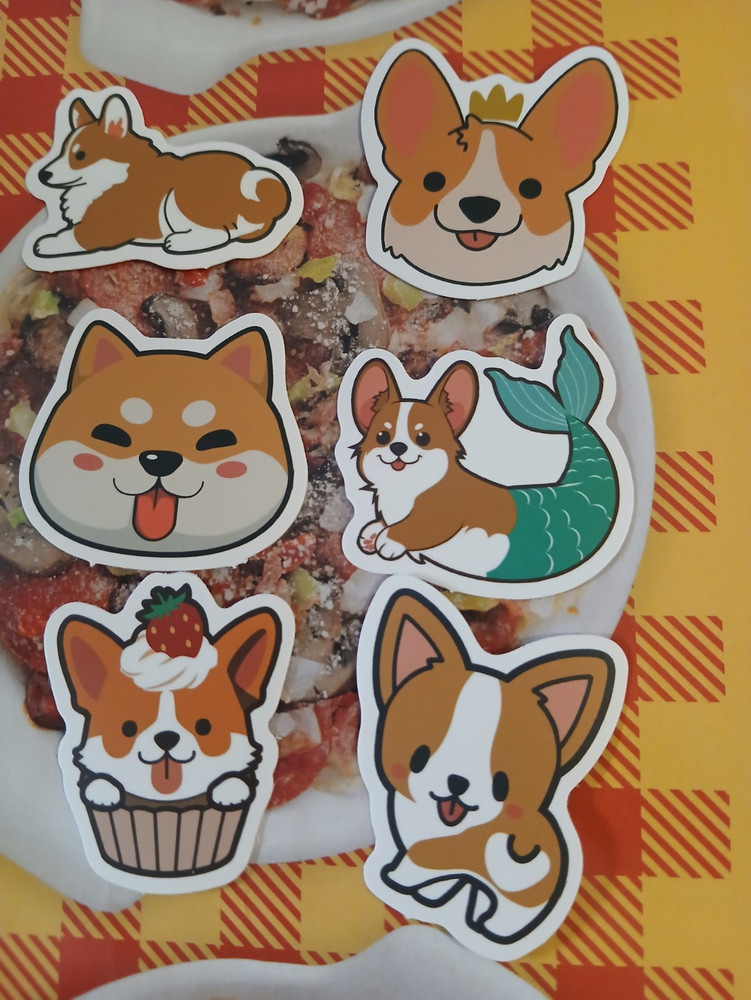 Cartoon Corgi Dog Stickers Set, Multicolor Dogs & Puppies Theme