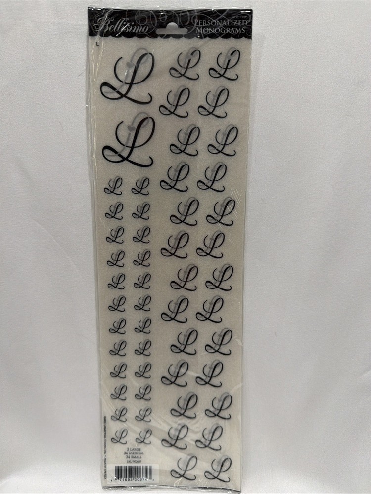 Bellisimo Personalized Monogram Stickers “L” Showers Wedding Marriage Party