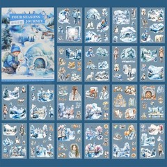 Winter Pre-Cut Journal Sticker Book for Junk Journaling, Transparent PET White S