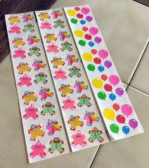 Lot (15 Mods) Vintage SANDYLION Birthday Celebration Stickers: Clowns, Balloons