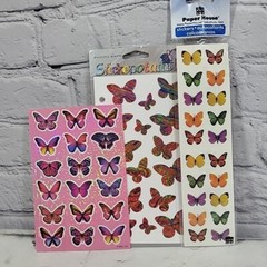 Scrapbooking Stickers Butterfly Prism Multicolor Lot Of 3 Craft Embellishments