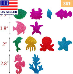 Glitter Colorful Sea Animals Shapes Foam Stickers Self Adhesive Kid’S Arts Craft