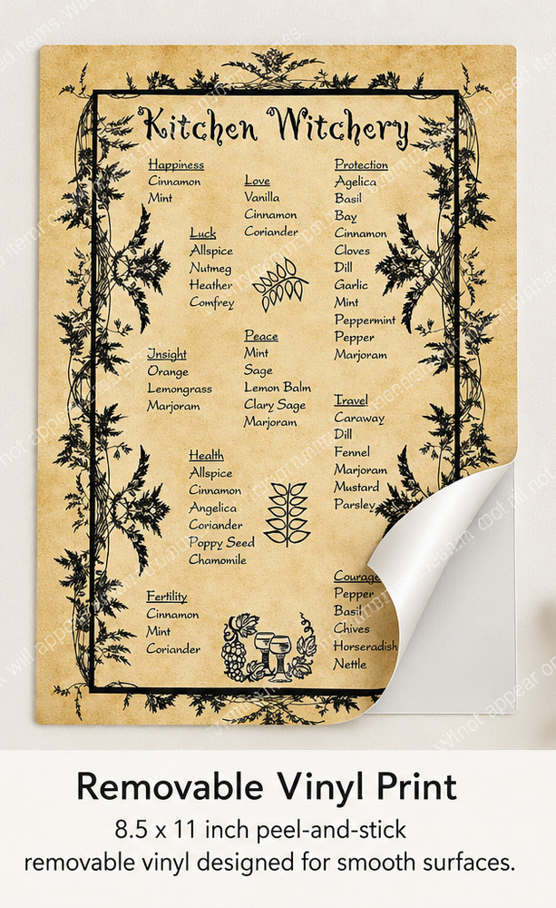 USA Veteran Kitchen Witchery Herbal Magic Removable Vinyl Wall Art Decor 8.5×11