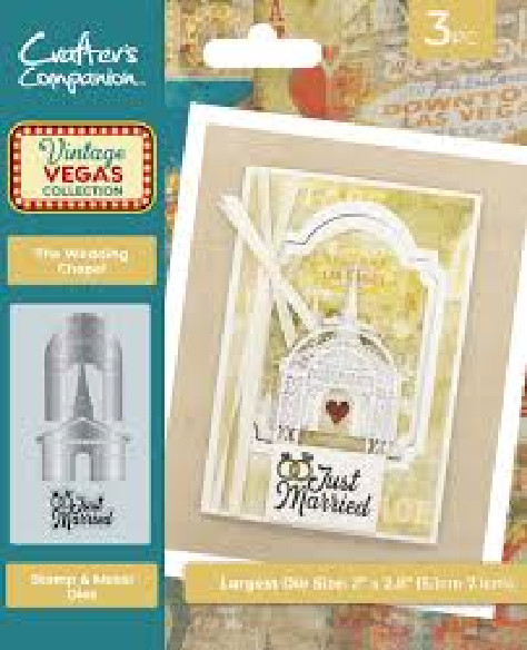 Crafters Companion – STAMP N METAL DIES – VINTAGE VEGAS – WEDDING CHAPEL – 3 PC