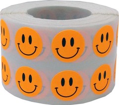 1/2″ Inch Small Fluorescent Orange Happy Face Labels, 1,000 Total Adhesive St…