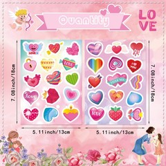 Valentines Stickers 24 Sheets Colorful Love Heart for Kids,
