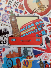 LOT OF 10 pcs ENGLAND UK travel vacation souvenir drawing themed decals london