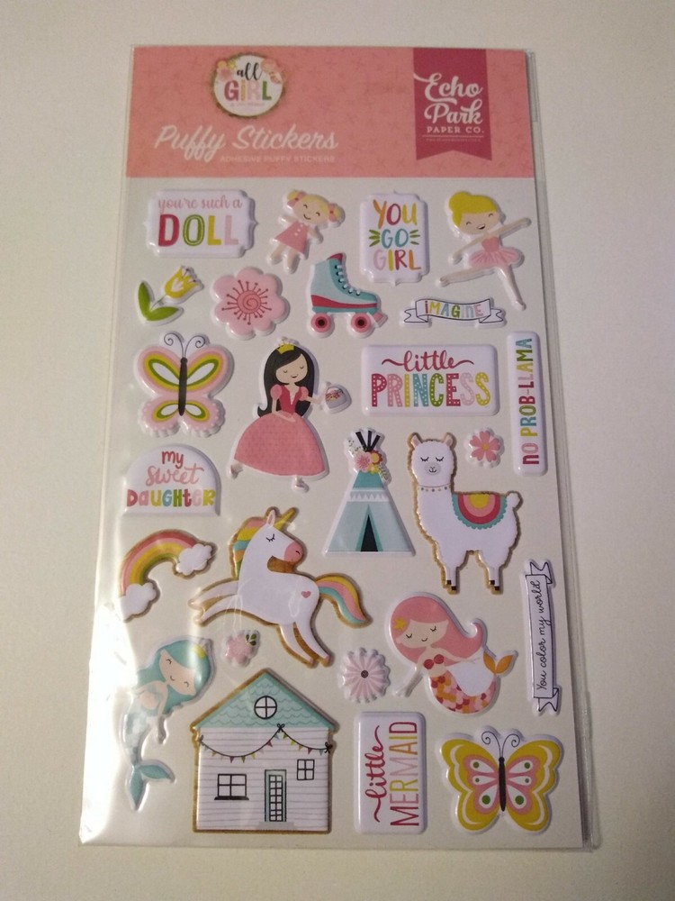 Crafts EP Puffy Stickers All Girl Unicorn Roller Skate Princess Mermaid Rainbow