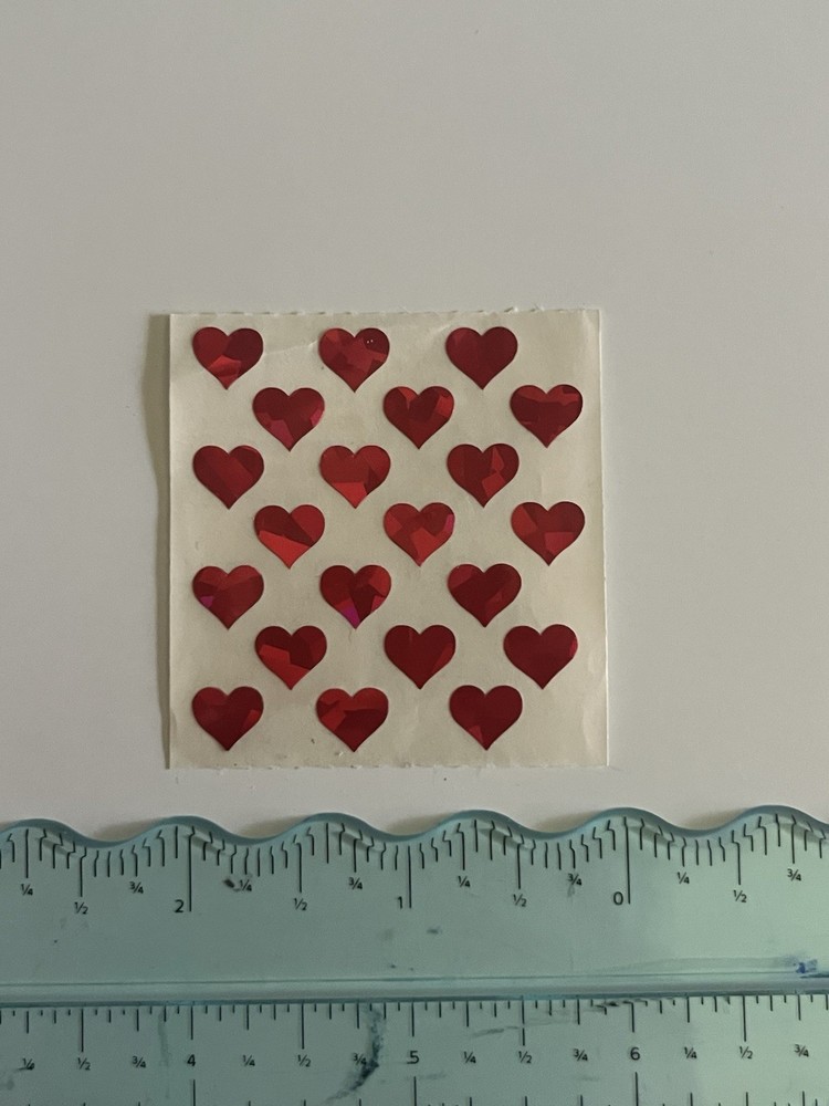 Vintage Sandylion Prismatic Stickers 1 Mod 2″X2″ Sticker Tiny Red Hearts