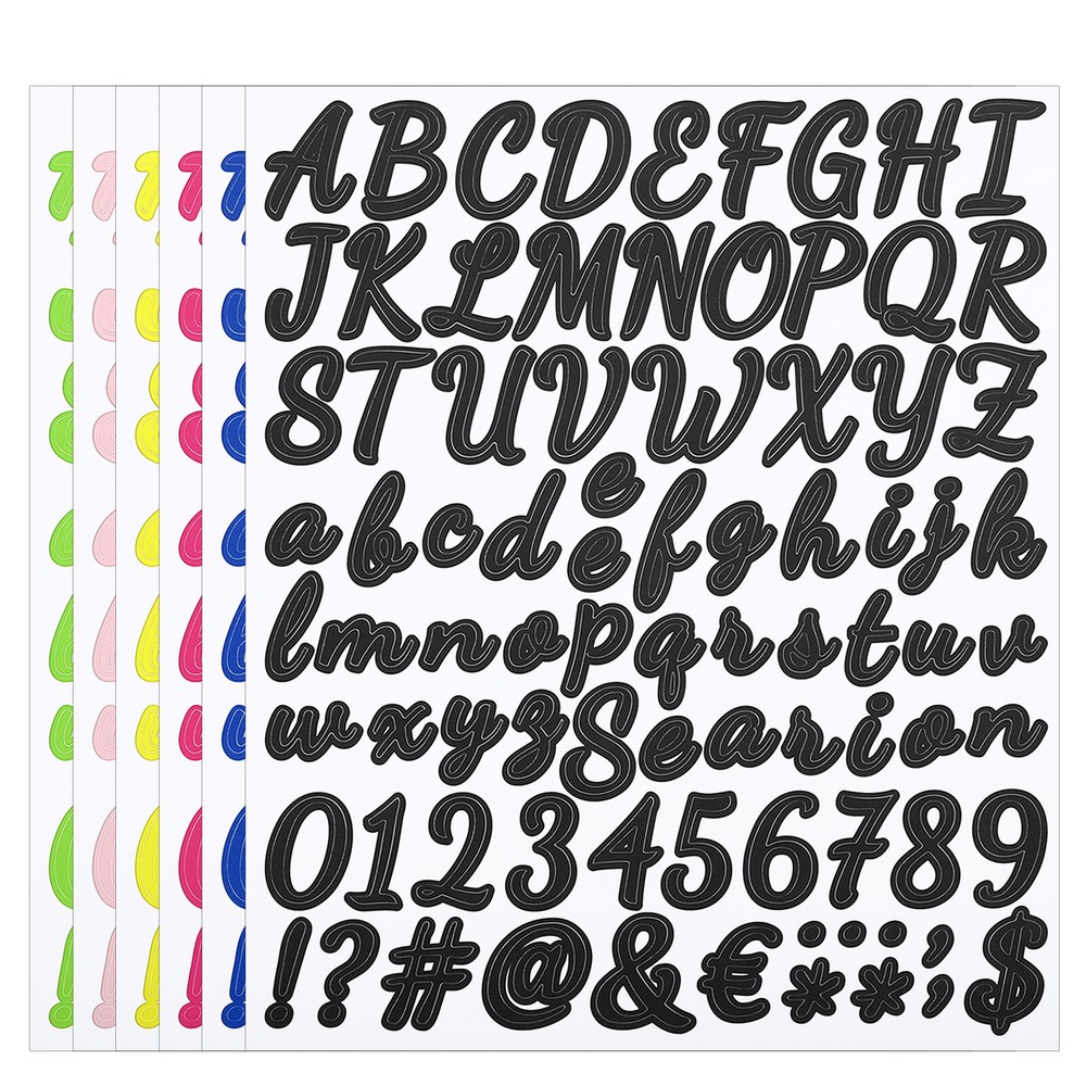 Alphabet Letters Numbers Stickers Set, Self Adhesive Cursive, Colorful 6 Sheets