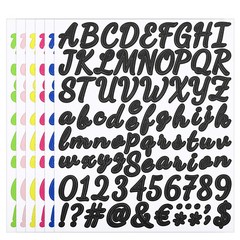 Alphabet Letters Numbers Stickers Set, Self Adhesive Cursive, Colorful 6 Sheets