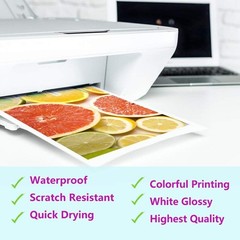 20 Glossy Sticker Sheets – Waterproof Vinyl for Inkjet & Laser Printers