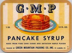 1940s GMP Pancake Syrup Green Mountain Packing Co St Albans VT Label NEW 3.5W»
