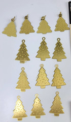 66 Pc Gold Metal Christmas Embossed Embellishments Charms Tree Stocking Ornament