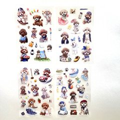 Cute Poodle Puppy Dog Stickers 4 Sheets Junk Journal Collage Planner Scrapbook