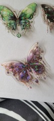 (BLH24) Lot 24pc Holographic Transparent Butterfly Stickers Multiple Uses