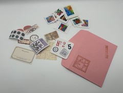 Mini Ephemera Pack – Vintage Postal Theme w/ FDC, Stamps, Tags, Scrap Bits